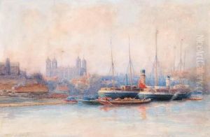 Evening On The Thames by Farquhar Mcgillivr. Knowles