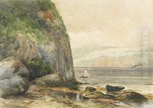 View On The St. Lawrence At Low Tide, With Paddlewheel Steamer In The Distance by Farquhar Mcgillivr. Knowles