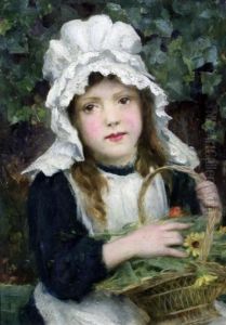 Girl With Basket Of Flowers