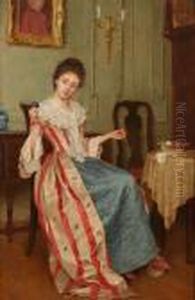 Interior Scene With Lady Winding Wool by Georges Sheridan Knowles