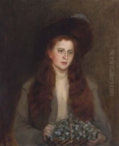 Portrait Of Phyllis Chisholm-batten, Half-length, Holding A Basketof Flowers