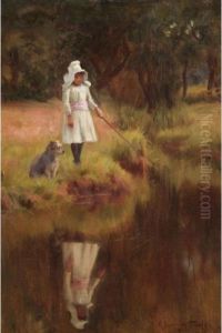 A Walk By The River by Georges Sheridan Knowles