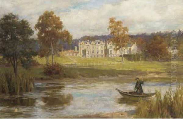 A Scotsman In A Rowing Boat Before A Country House - view 1