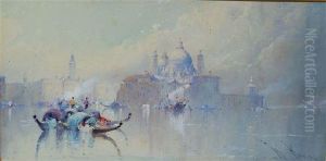 Venetian Canal Scene With Gondolas by William Knox