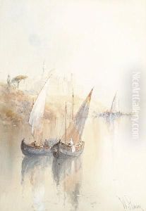 Boats On A River In The Holy Land by William Knox
