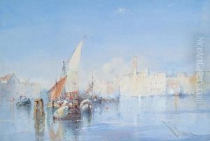 Entrance To The Grand Canal, Venice; View Of Venice From Across The Water by William Knox