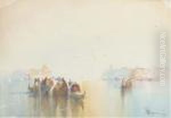 Crowded Gondolas On The Lagoon, Venice - view 1