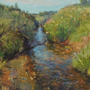 Spring Day At A Serpentine Stream by Peder Knudsen