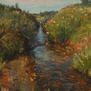 Spring Day At Aserpentine Stream by Peder Knudsen