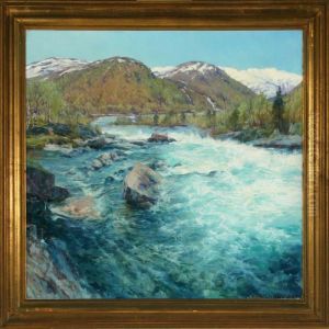 Rocky Landscape With River by Peder Knudsen