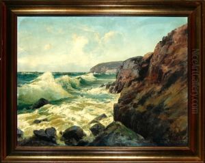 A Danish Coastal Scenery From Bornholm Island, Denmark by Peder Knudsen