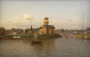 Utsikt Over En Hamn Med En Yachtklubb