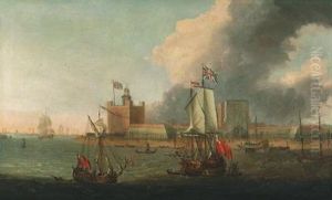 Ships Of The Fleet Off Garrison Point, Sheerness; And Britishmen-o'war Off Dover by Jacob Knyff