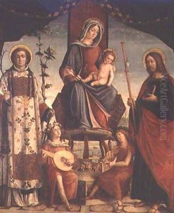 Madonna and Child with SS.James The Greater and Lawrence by Baldassare di Matteo, the Younger Carrari