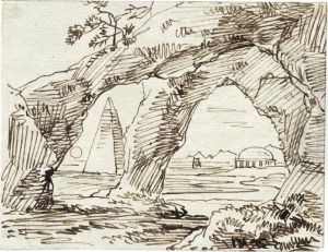 Landschaft Mit Felsbrucke Und Obelisk