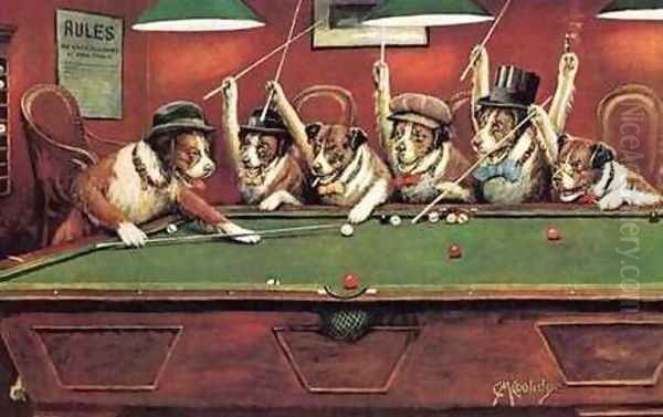 Dogs Playing Pool - view 1