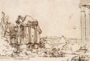 Klassische Landschaft Mit Pyramide