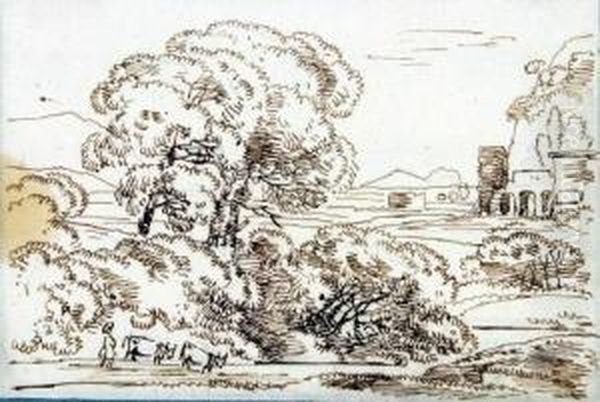Arkadische Landschaft Mit Hirtenstaffage. - view 1