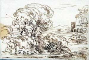 Arkadische Landschaft Mit Hirtenstaffage.