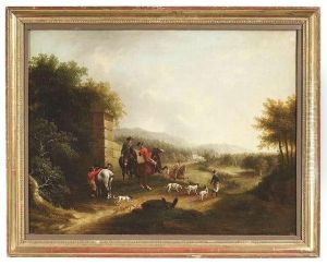 A Hunting Party. Oil/canvas/canvas