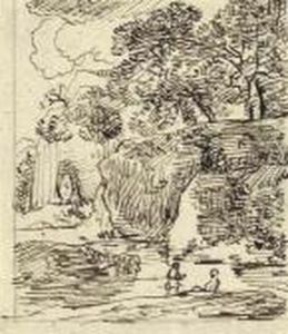 Lot Of 4 Sheets With Landscape Studies.