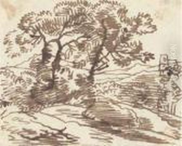 A Hilly Landscape With Trees - view 1