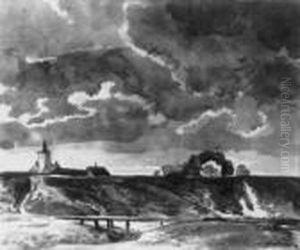Blick Auf Bogenhausen Bei Munchen. Tuschpinsel In Sepia Auf Papier. H 18; B 21,5 Cm.