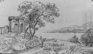 Landschaft Mit Tempelruine Am Meer. Landschaft Mit Tempelruine Am Meer.