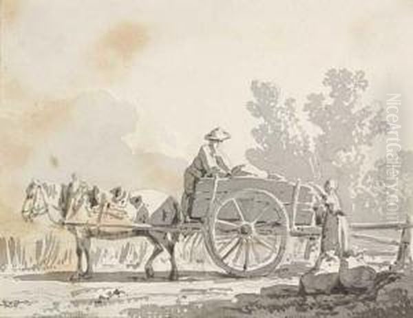 Two Peasants With A Horse-drawn Cart - view 1