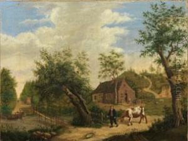 Sommerlandschaft Mit Jungem Bauern Vor Einem Gehoft - view 1