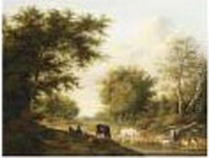 Resting Cowherds With Their Cattle