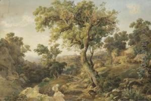 Figures In The Roman Campagna by Joseph Anton Koch