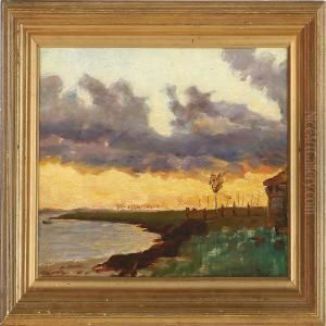 Coastal Scene From Lynaes At Sunset by Hans Christian Koefoed