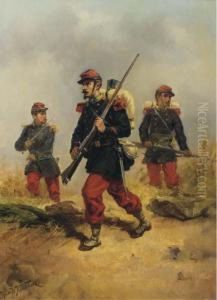 French Infanterists On Reconnaissance French Infanterists On Reconnaissance