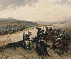 A Battle Scene From The French-prussian War by Hermanus Willem Koekkoek