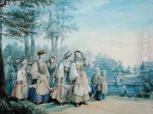 Russian Peasants, 1840 by Colmann