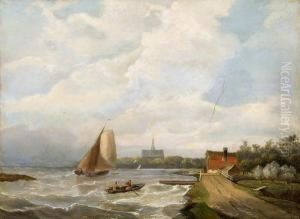 Harbour Scene With Stormy Sea