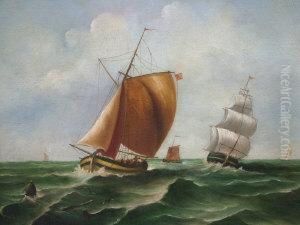 Shipping Off The Coast by Johannes Hermanus Koekkoek Snr