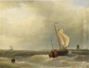 Shipping In Choppy Seas; A Fishing Boat Moored At A Quay (a Pair) Shipping In Choppy Seas; A Fishing Boat Moored At A Quay (a Pair)