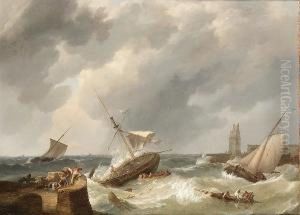 At The Harbour Mouth by Johannes Hermanus Koekkoek Snr