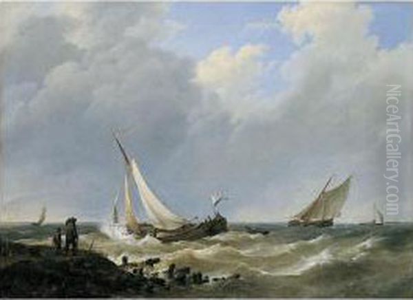 Boats In Stormy Seas - view 1