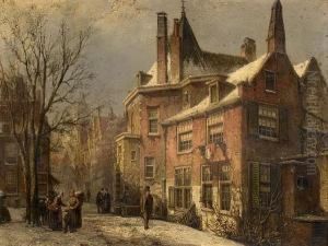 A View Of A Dutch Town In Winter