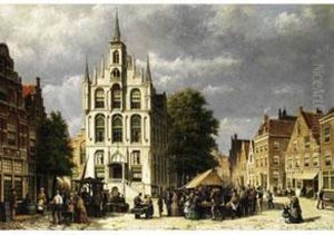 Das Rathaus In Gouda by Willem Koekkoek