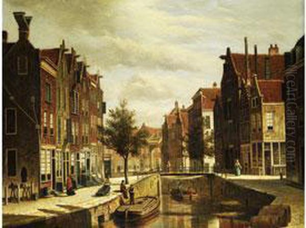 Blick Auf Einen Kanal Zwischen Hollandischen Stadthausern - view 1