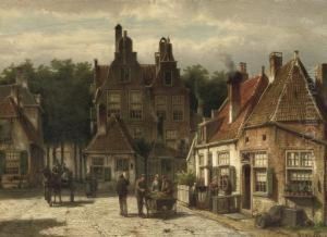 Villagers On A Sunny Square In Summer