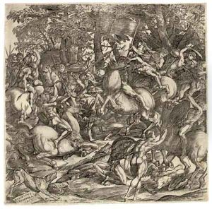 Battle of the Nude Men by Domenico Campagnola