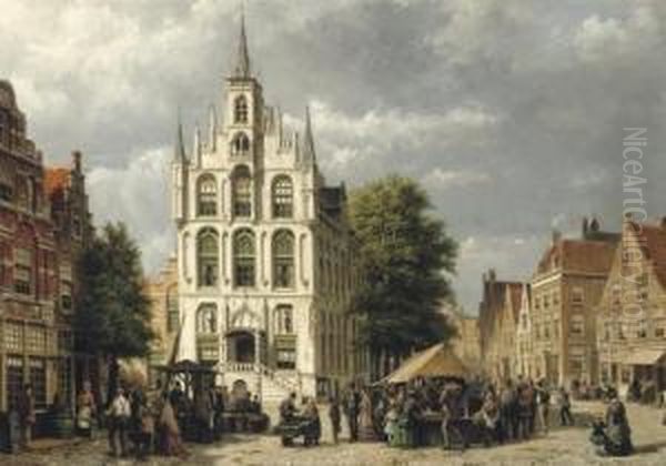 Marketday In Front Of The Townhall, Gouda - view 1