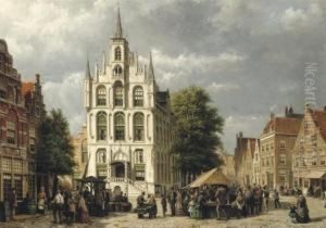 Marketday In Front Of The Townhall, Gouda