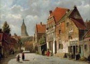 A Sunlit Street In A Dutch Town by Willem Koekkoek