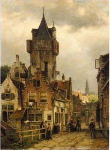A Street Scene In Amsterdam by Willem Koekkoek